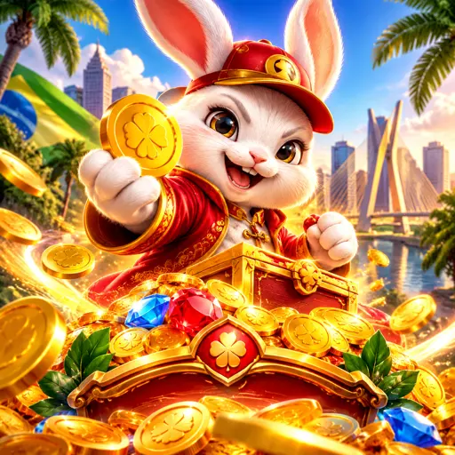 Tela do caça-níquel Fortune Rabbit com símbolos dourados e moedas